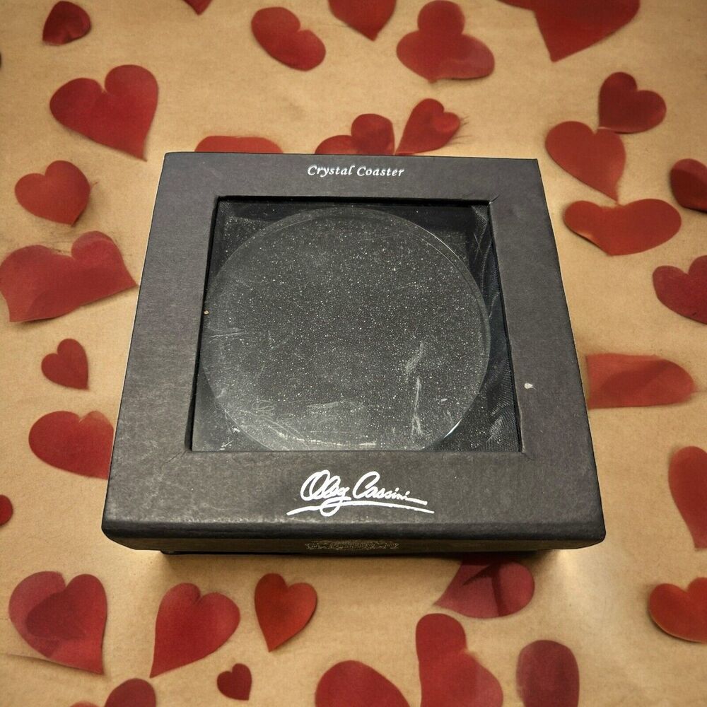 Collectible Crystal OLEG CASSINI COASTERS Signed Glass Paperweight Round Decor